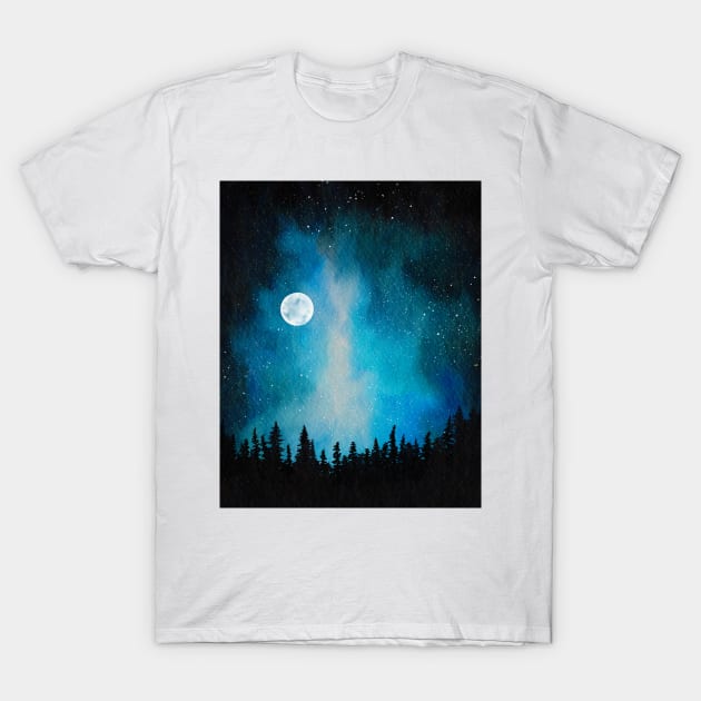 Blue galaxy T-Shirt by RosanneCreates